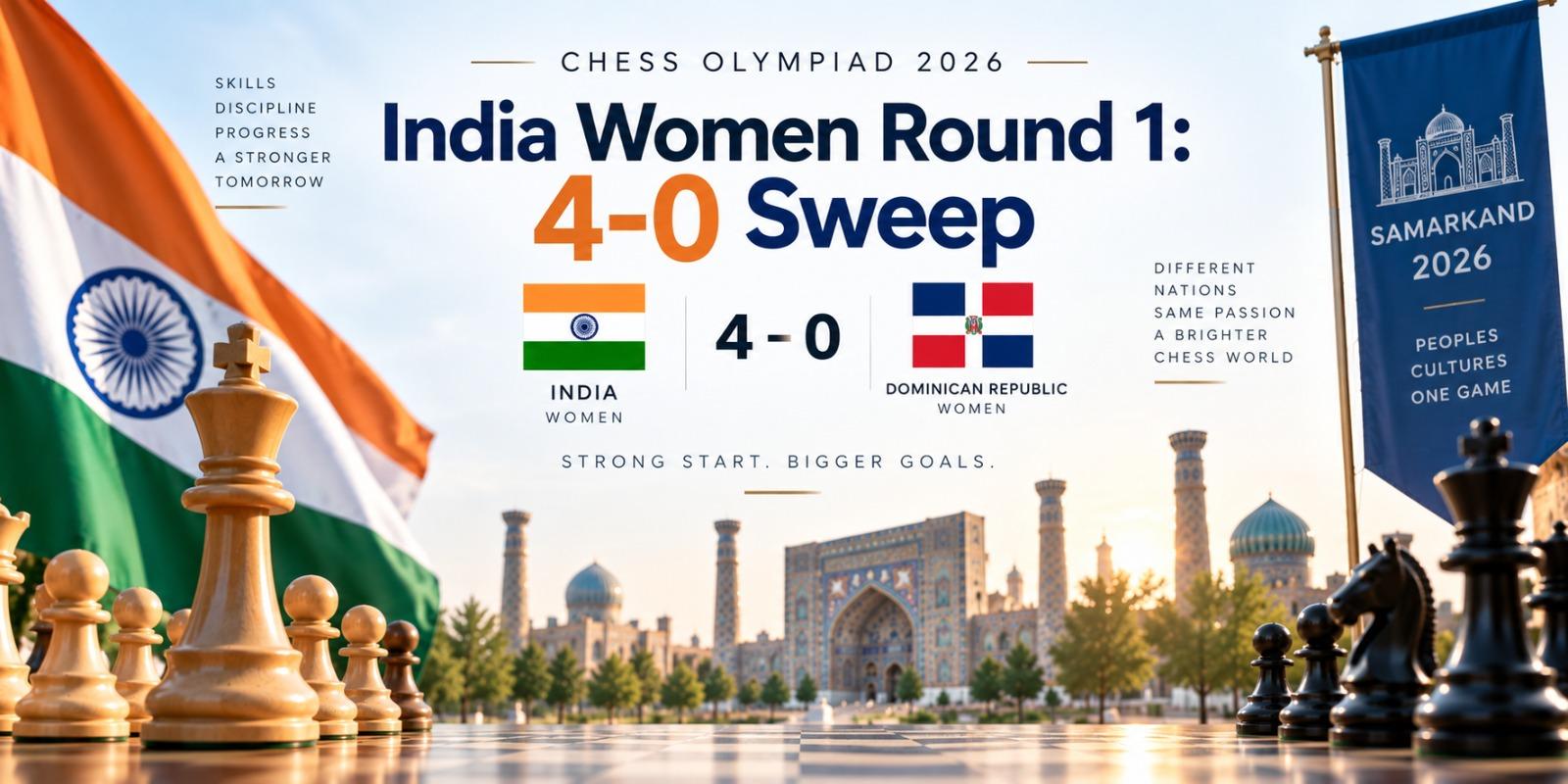 Chess Olympiad 2026 India Women Round 1: 4-0 Sweep