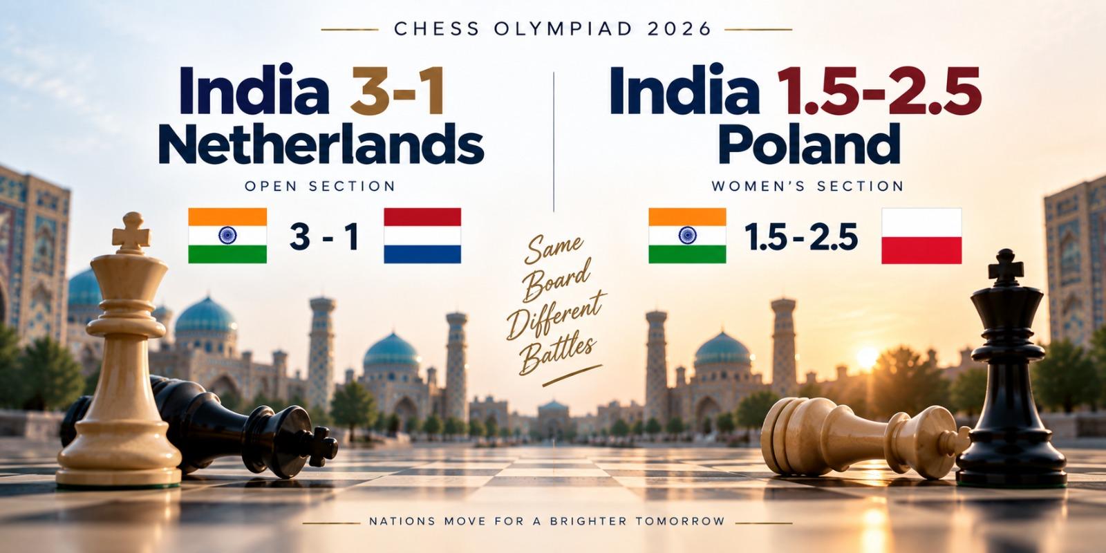 3-1 and 2.5-1.5: India's Open Team Grinds Past Netherlands, Women Fall to Poland